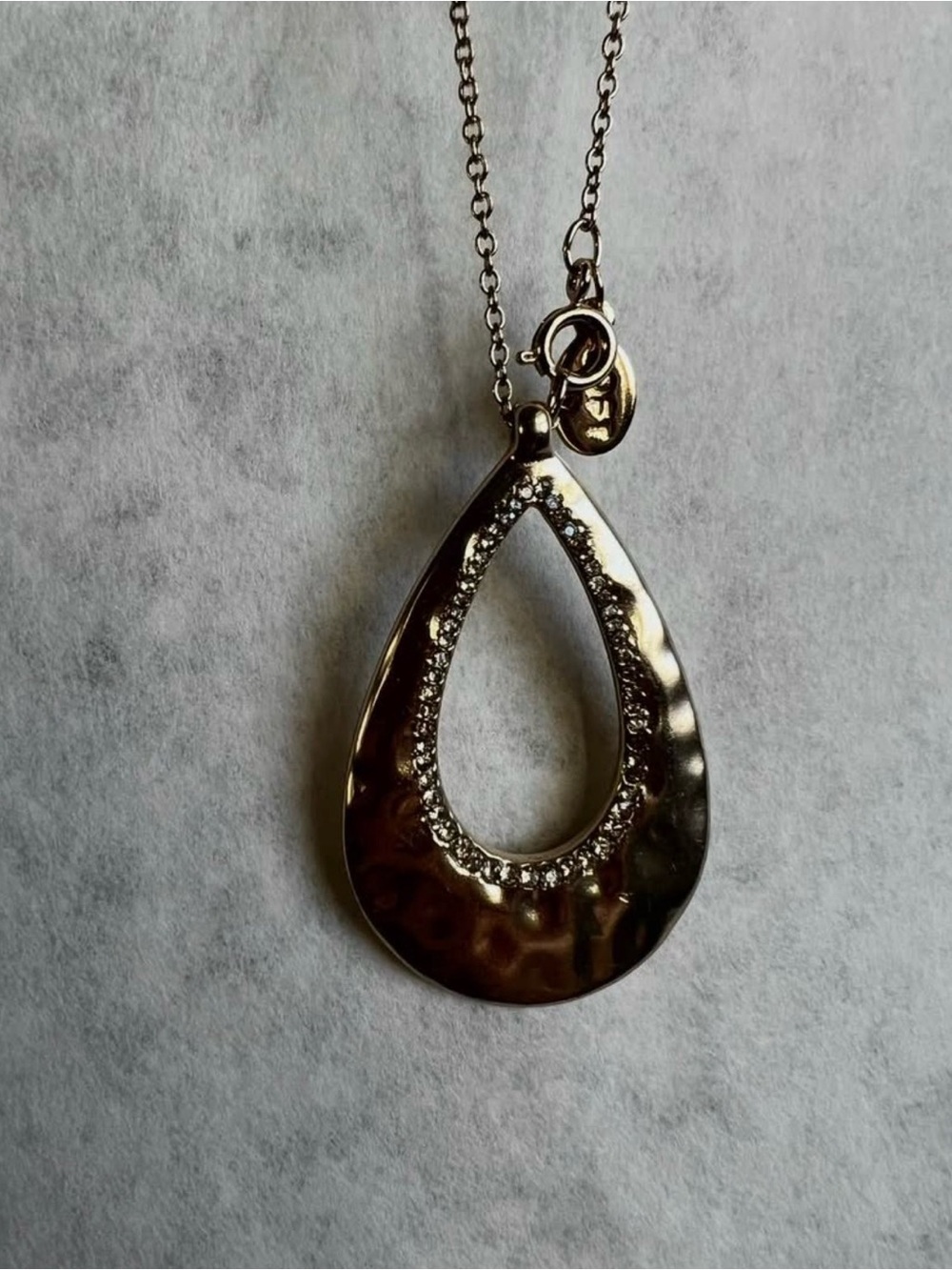 NWT Ann Taylor Loft Hammered Crescent Layered Silver Necklace